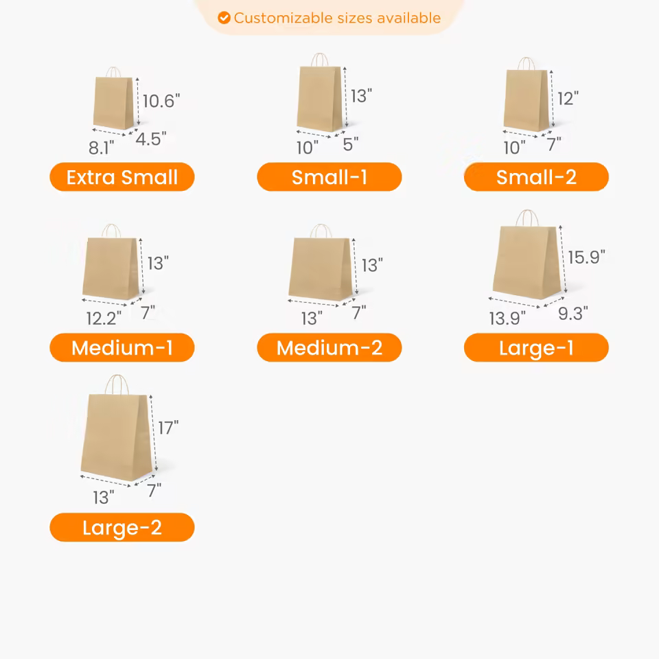 Kraft Paper Bag with Handle Size