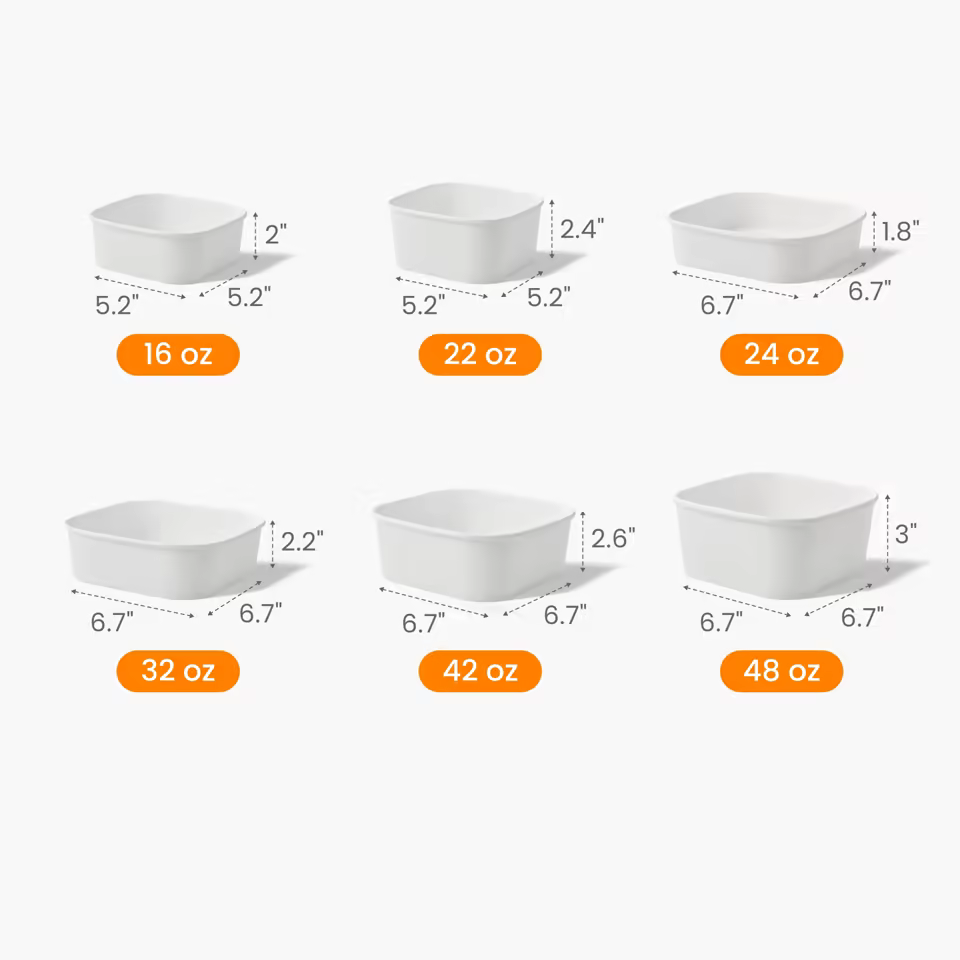 Custom Square Paper Meal Prep Container Size