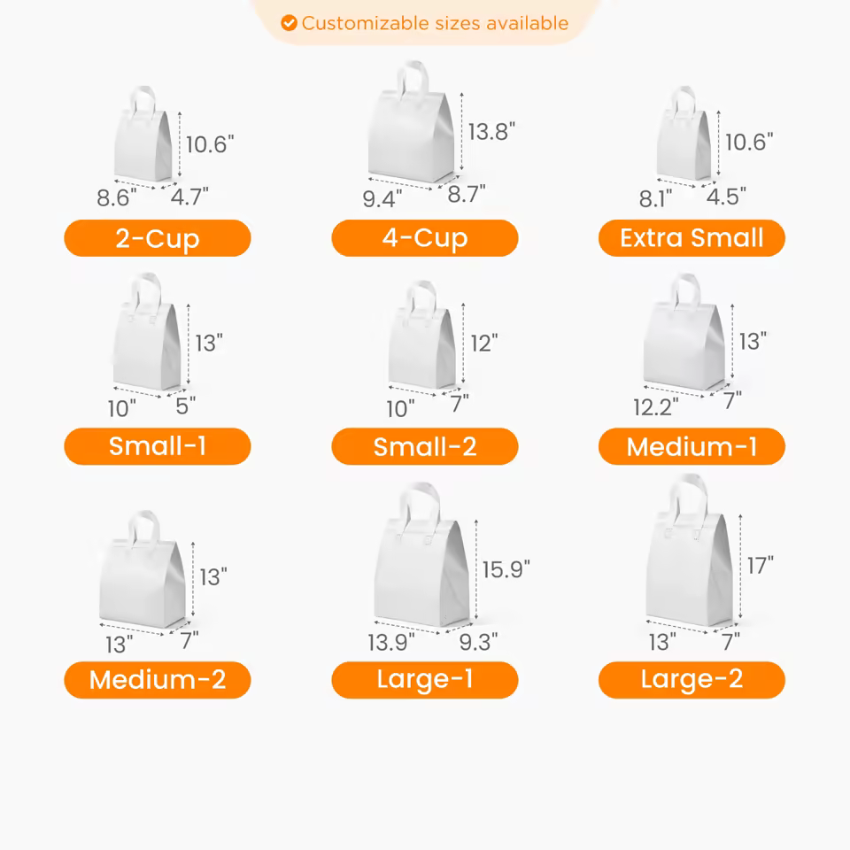 Custom Sealable Insulated Tote Bag Size