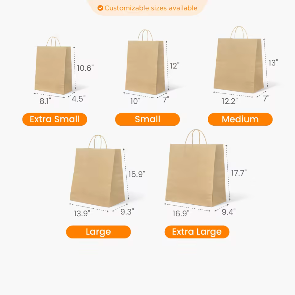 Kraft Paper Bag with Handle Size