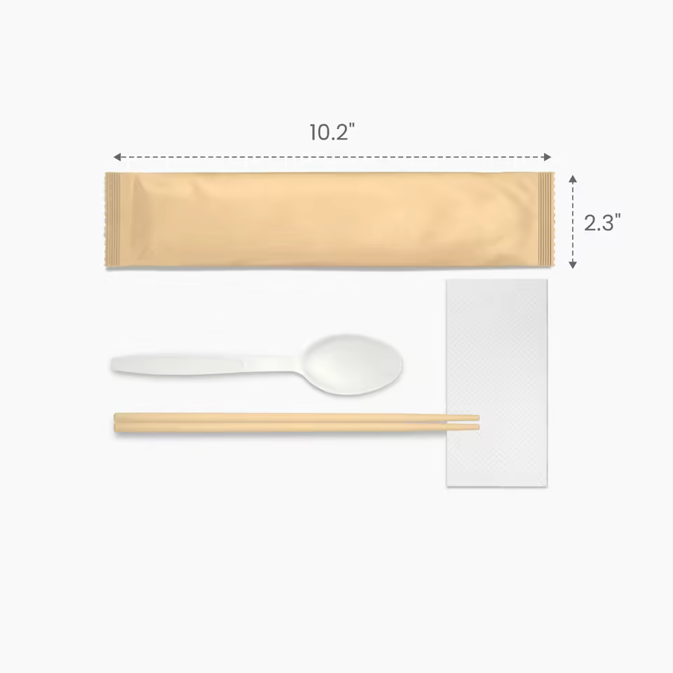 Kraft Cutlery Set (Chopstick, Spoon, Napkin) Size