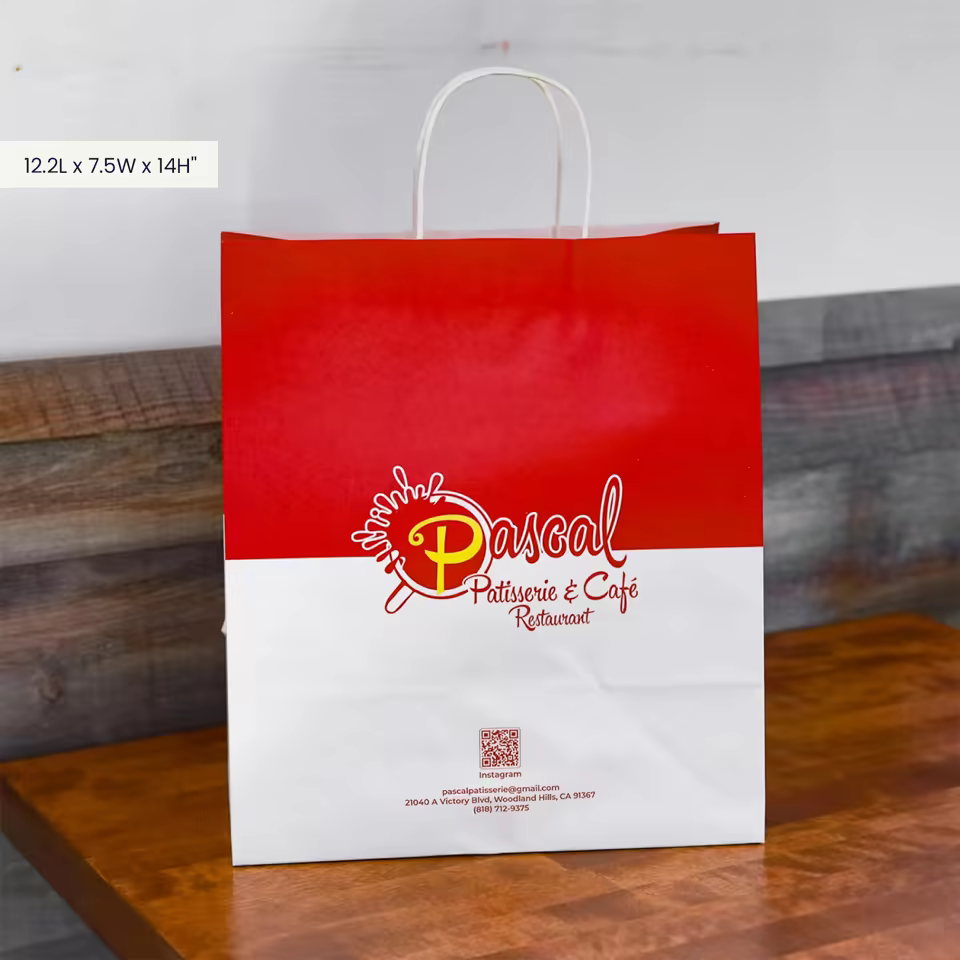 Custom Takeout Bags in Red & White
