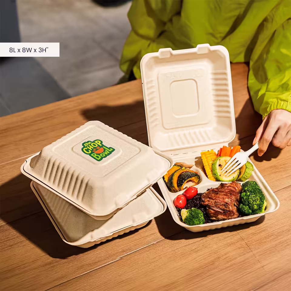 3-Comp Food Container with Logo Printing