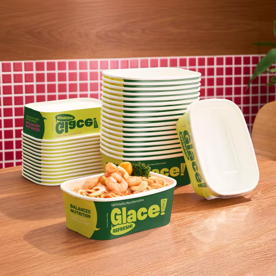 Custom Rectangular Paper Meal Prep Container With Grease-Resistant Coating