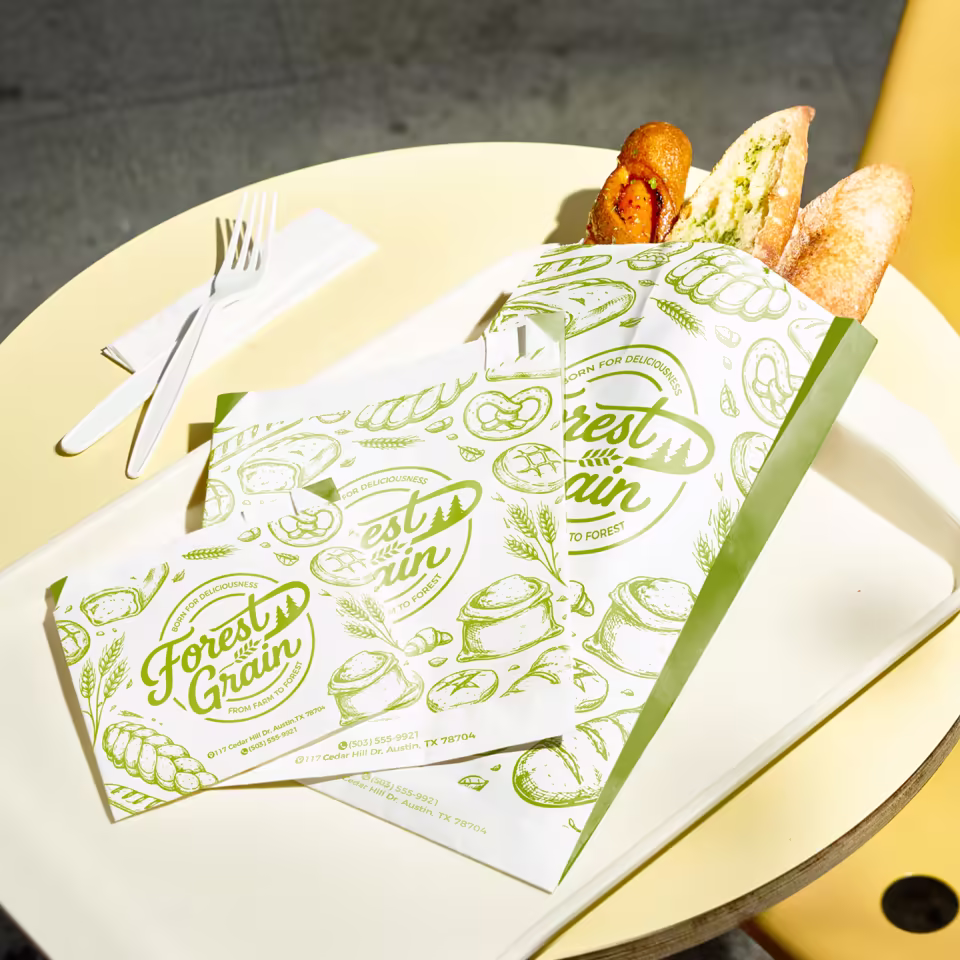 Wholesale Eco Friendly White Green Bakery To Go Bag