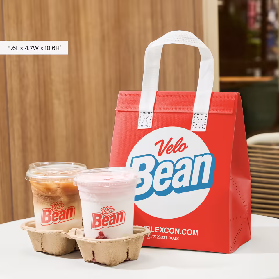 Custom Red Insulated Tote Bag with Branded Logo