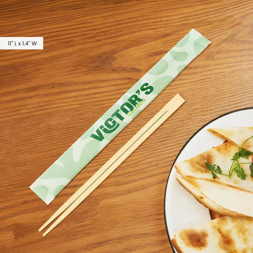 Personalized Bamboo Chopsticks Hygienic Kraft Wrap Free Design