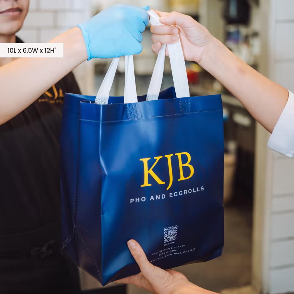 Custom Reusable To-Go Bag Water-Resistant Non-Woven With Logo