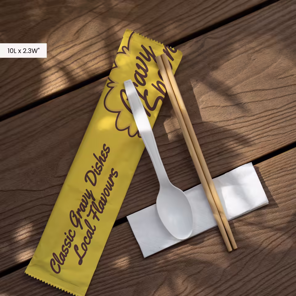 Compostable Corn Starch Spoon Bamboo Chopsticks Napkin Free Design