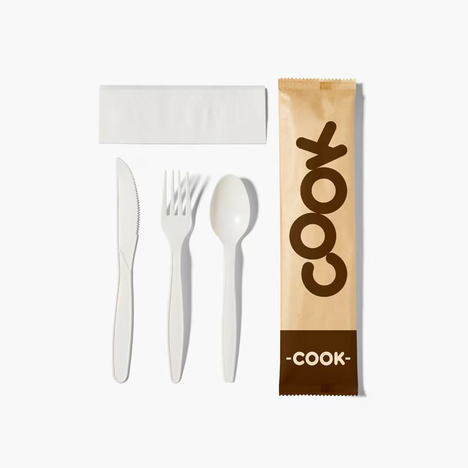 Custom Kraft Cutlery Set (Spoon, Fork, Knife, Napkin) Wholesale