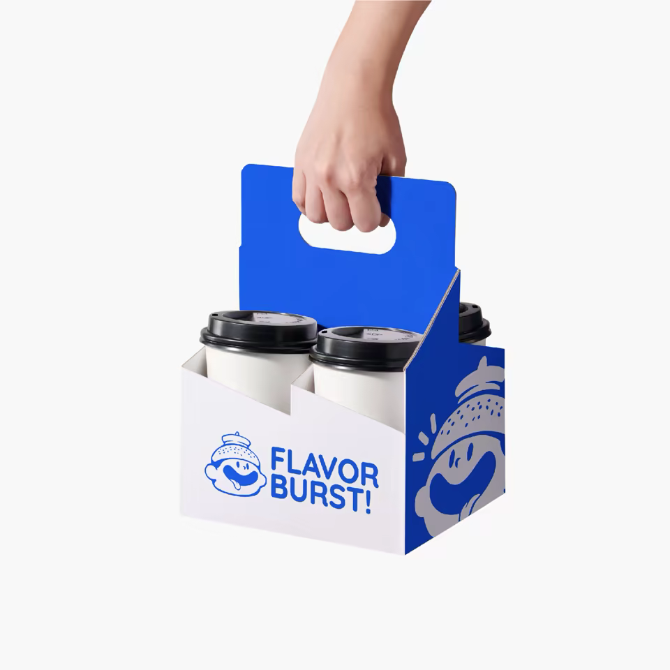 Custom 4-Cup Drink Carrier with Handle