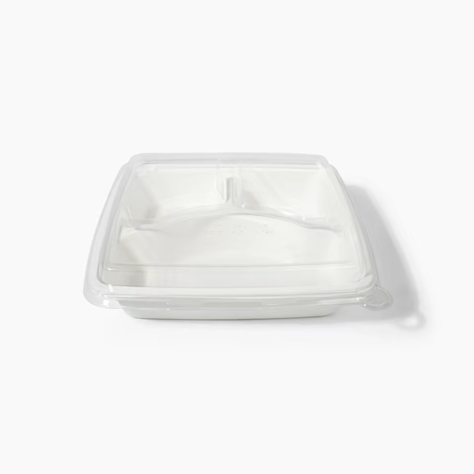 Compostable 3-Compartment Tray with Lid