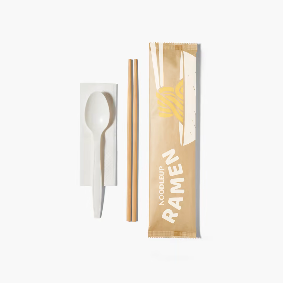 Custom Kraft Cutlery Set (Chopstick, Spoon, Napkin) Wholesale