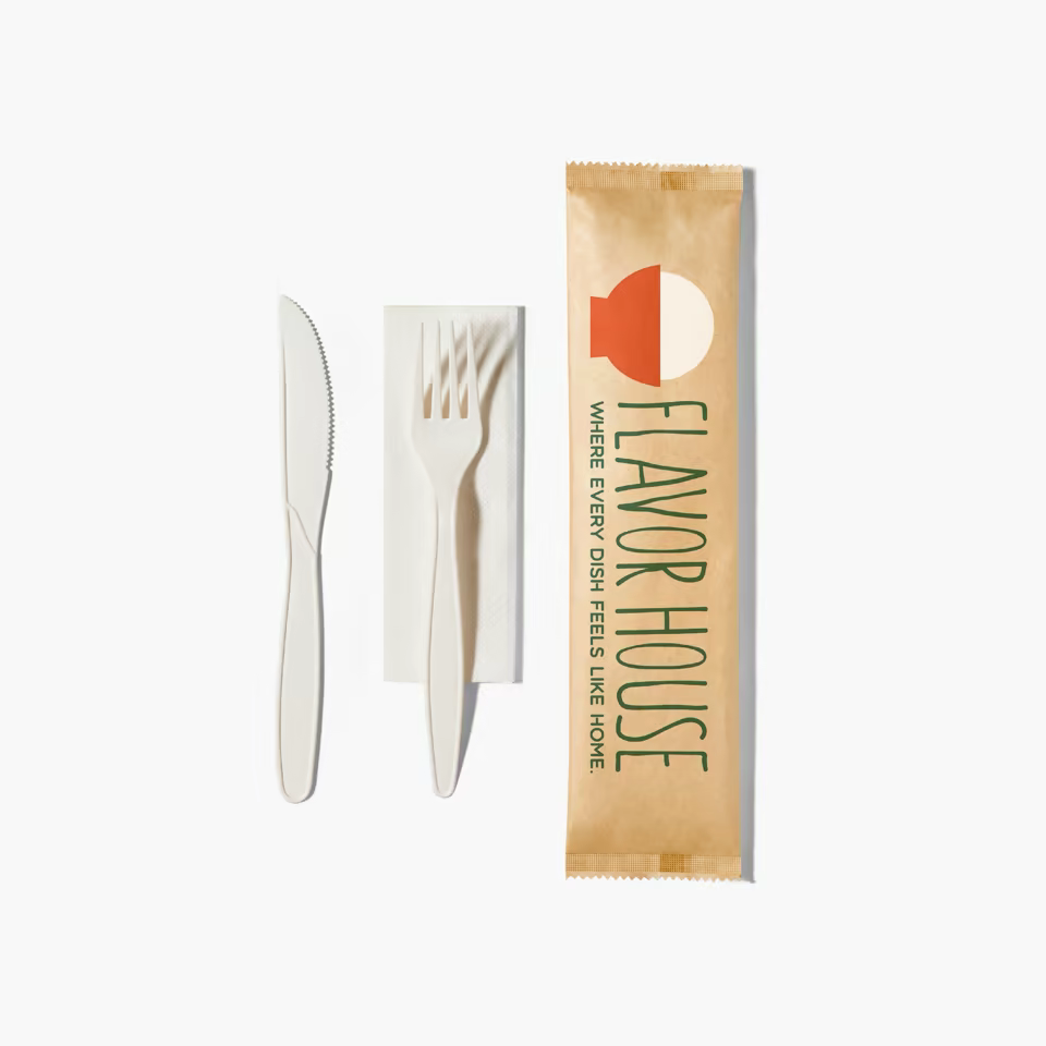 Custom Kraft Cutlery Set (Knife, Fork, Napkin) Wholesale