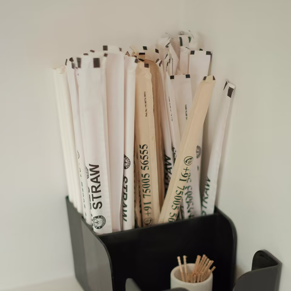 Printed Straw with Paper Wrapping for Food Packaging