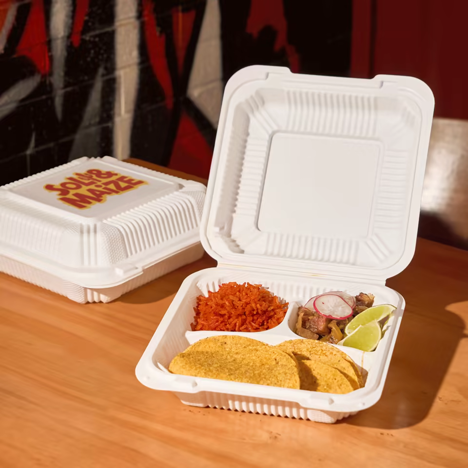 Custom 3-Comp Mineral-Filled Hinged Plastic Container with Free Design