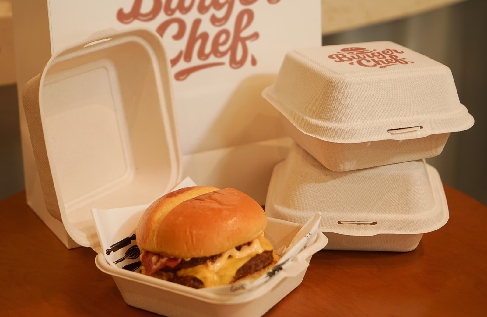 Hinged Clamshell Printed Box for Takeout