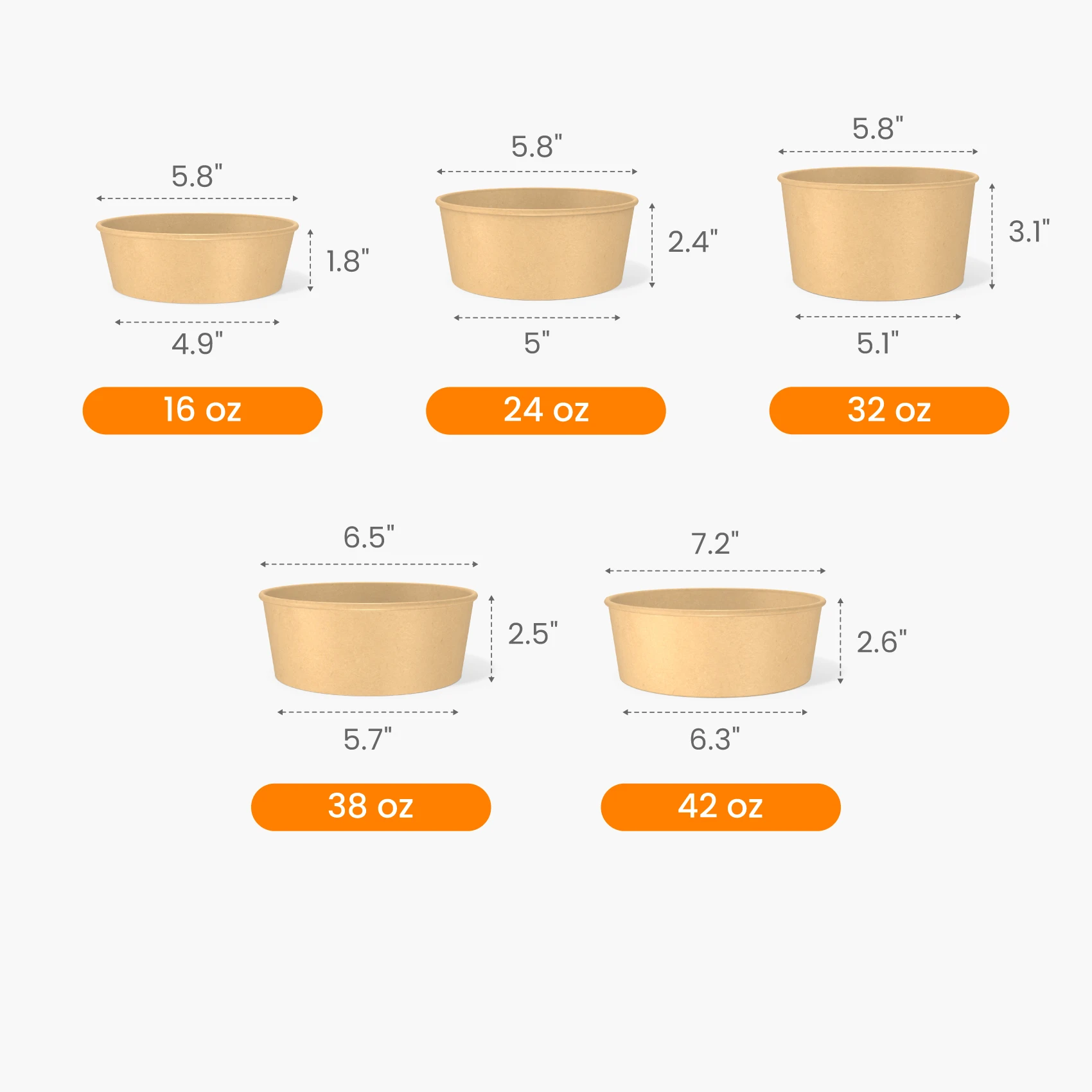 Wide Kraft Paper Bowl Size