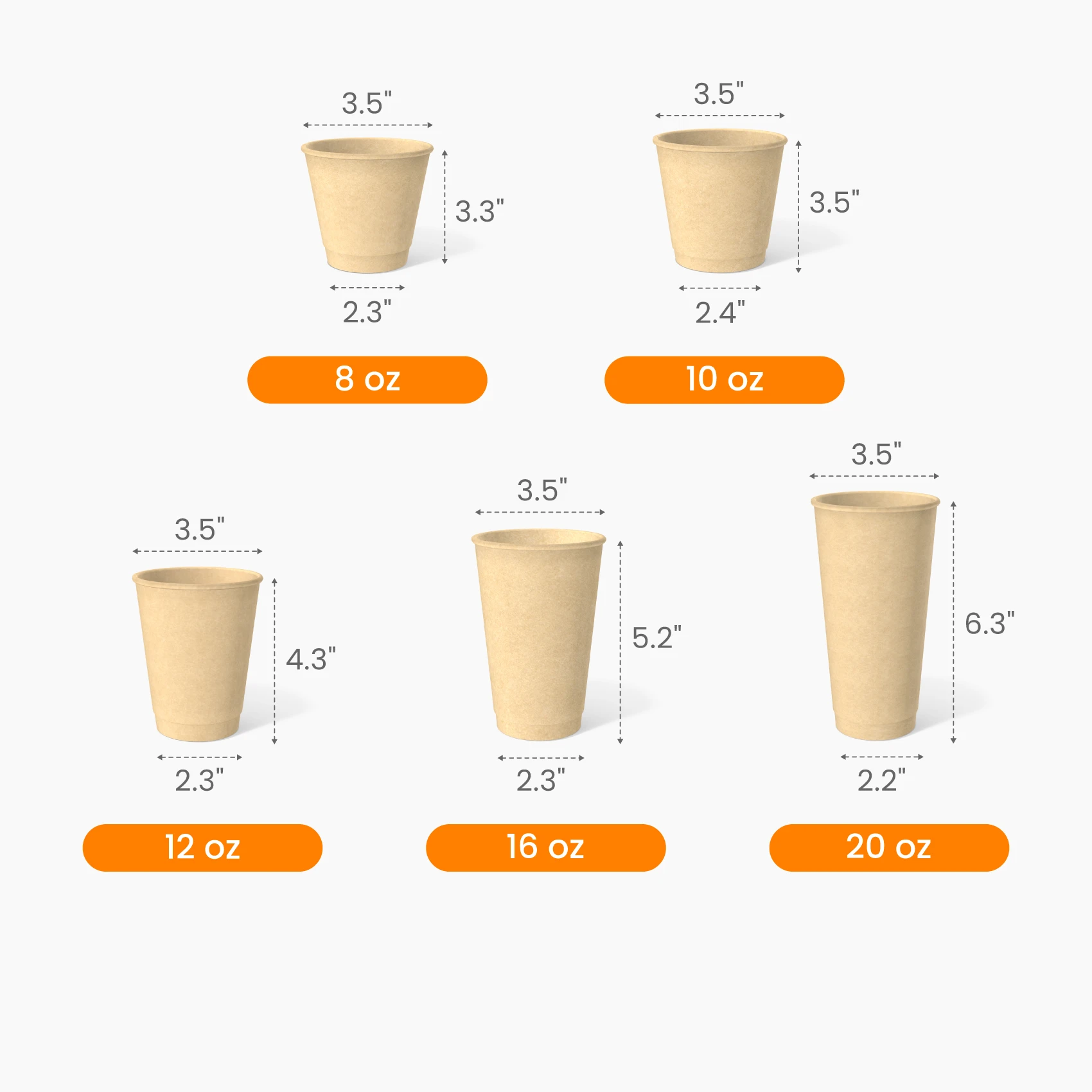 Double-Wall Kraft Paper Hot Cup Size
