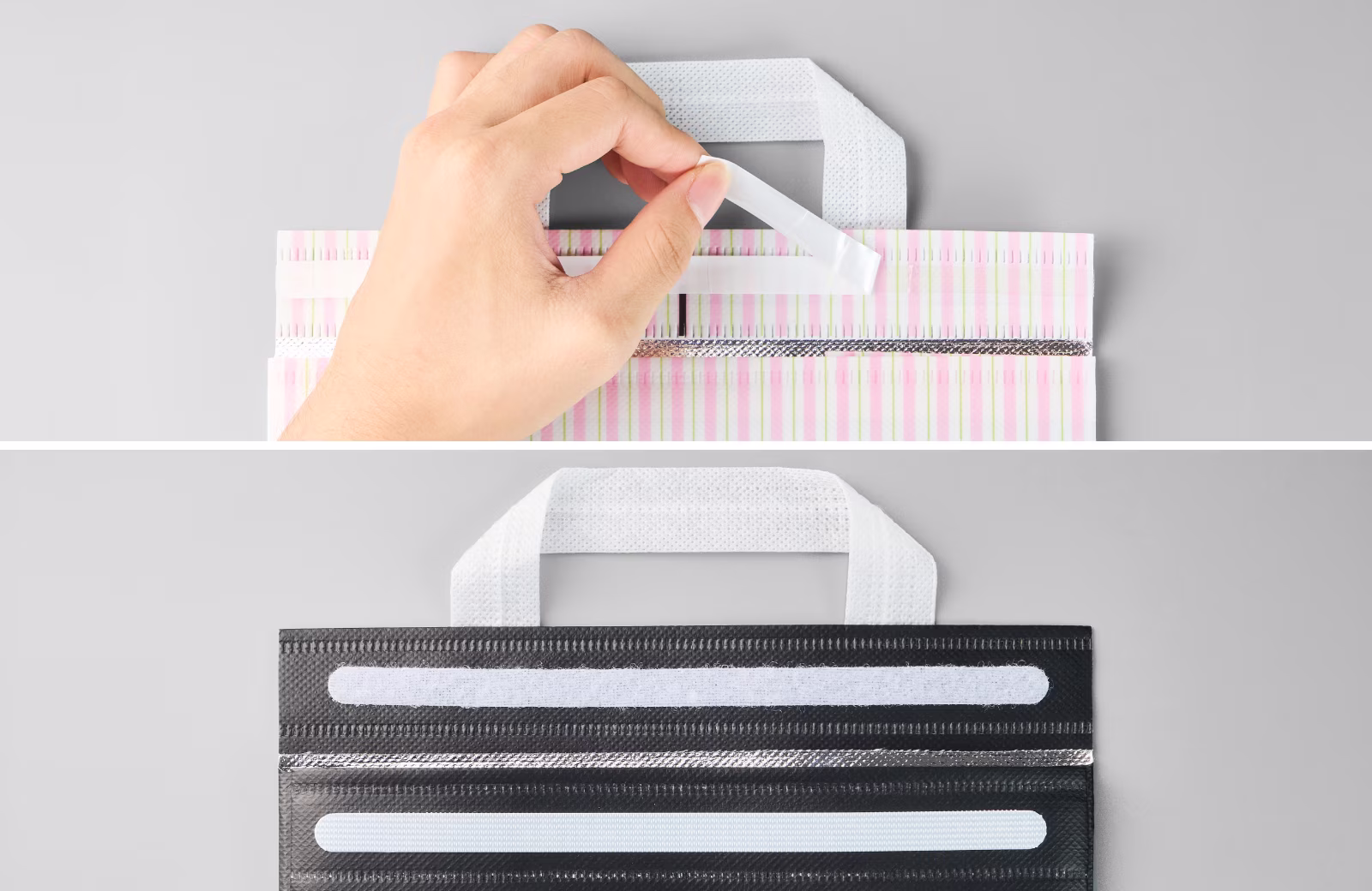 Custom Takeout Bag with Double-Sided Tape or Hook-and-Loop Closure